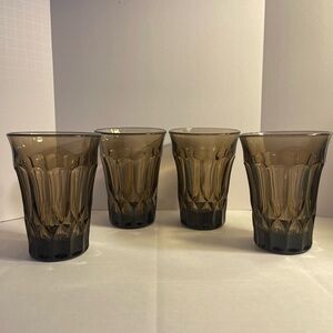 Noritake Vintage Perspective Smoke Brown Flared Glass Tumbler Set of 4